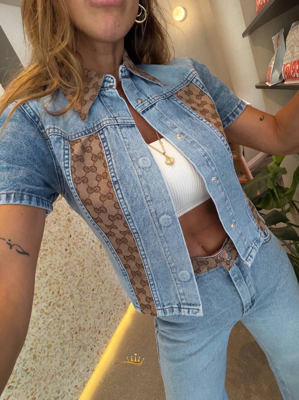 'G - denim fabric set of 2