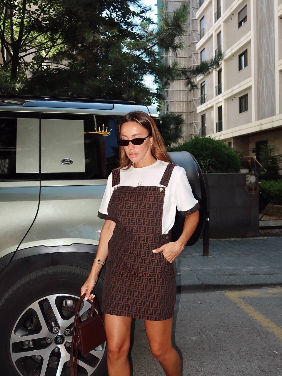 ' Jacquard fabric overalls dress t-shirt set